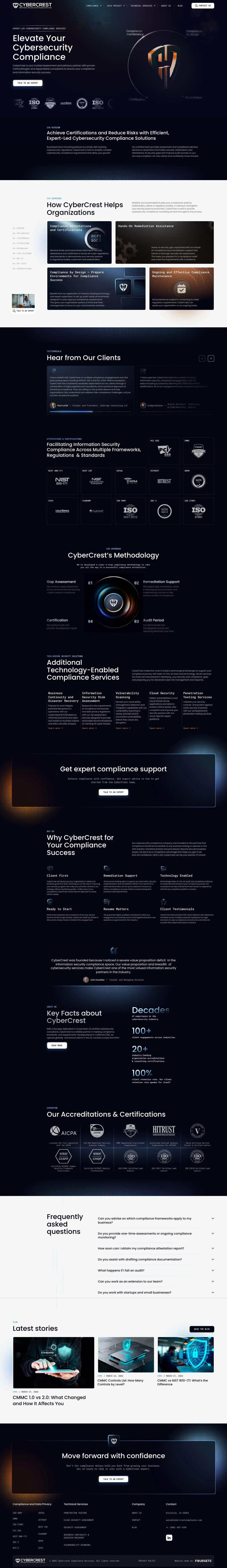 Cybersecurity & Information Security Compliance Services - CyberCrest - Landing design
