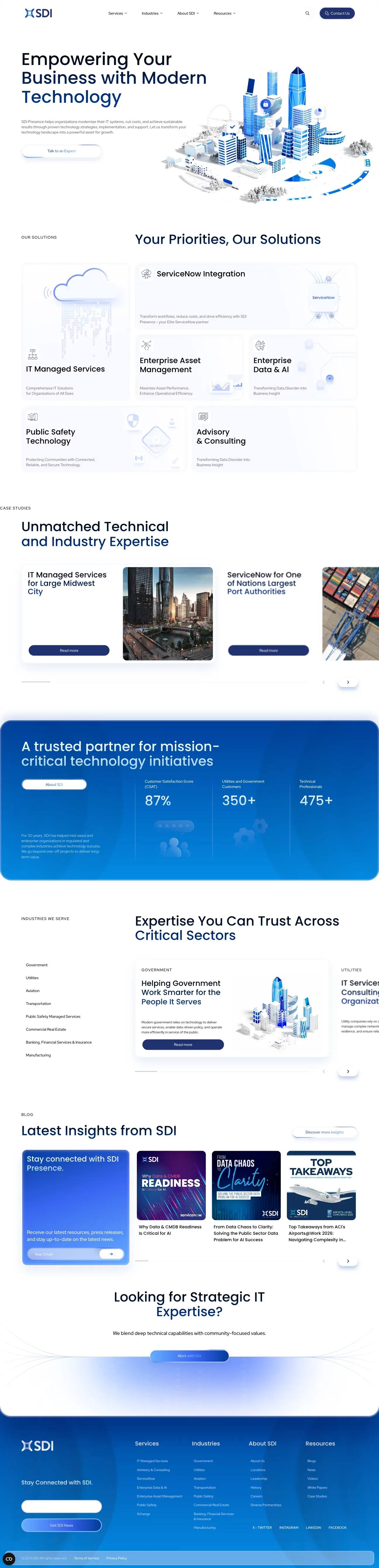 IT Modernization & Managed Services Provider | SDI Presence - Landing design