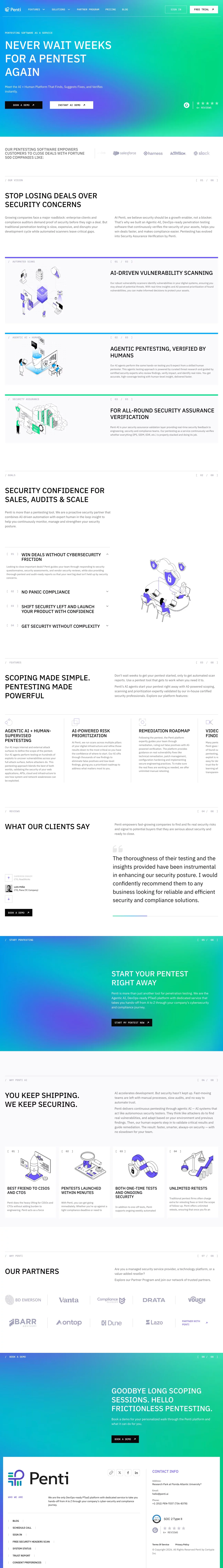 Penti: AI-Driven Penetration Testing Software - Product page design