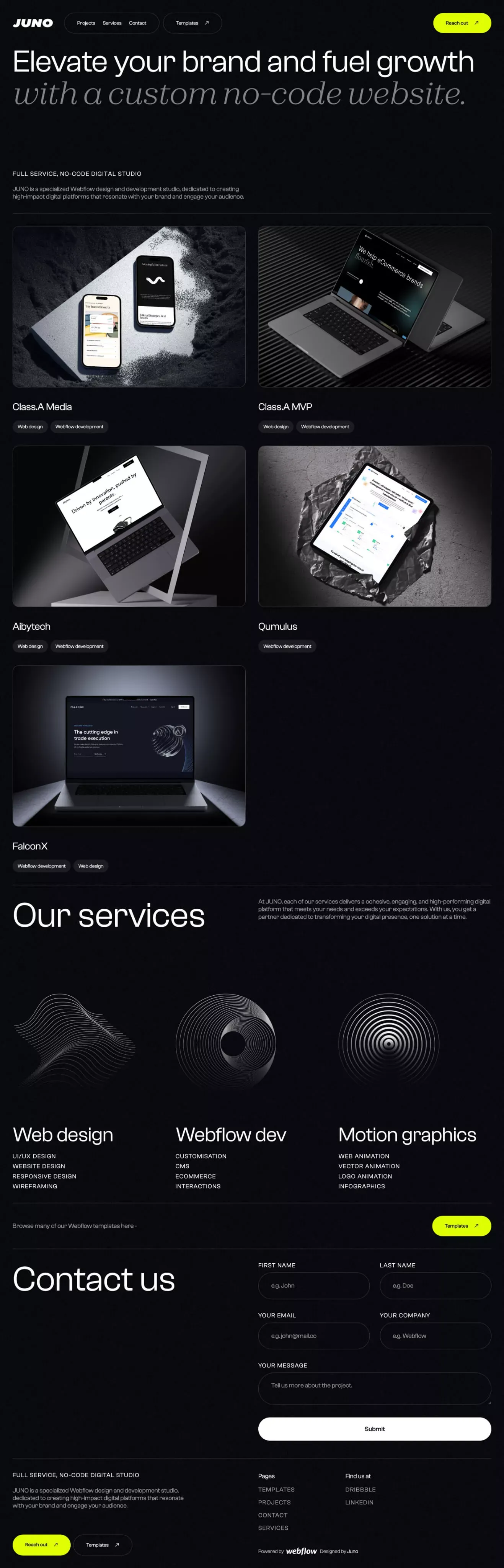 JUNO - Elevate your brand and fuel growth with a custom no-code website. - Portfolio design