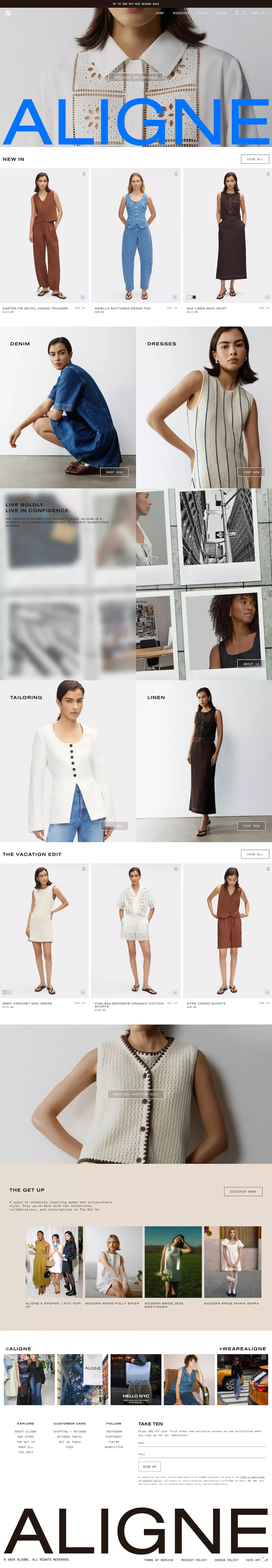 ALIGNE | Contemporary Womenswear Designed In East London - Ecommerce design