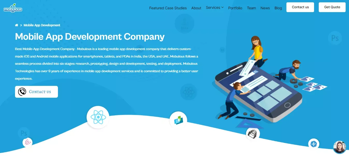 Top Mobile App Development Company in India - Landing design