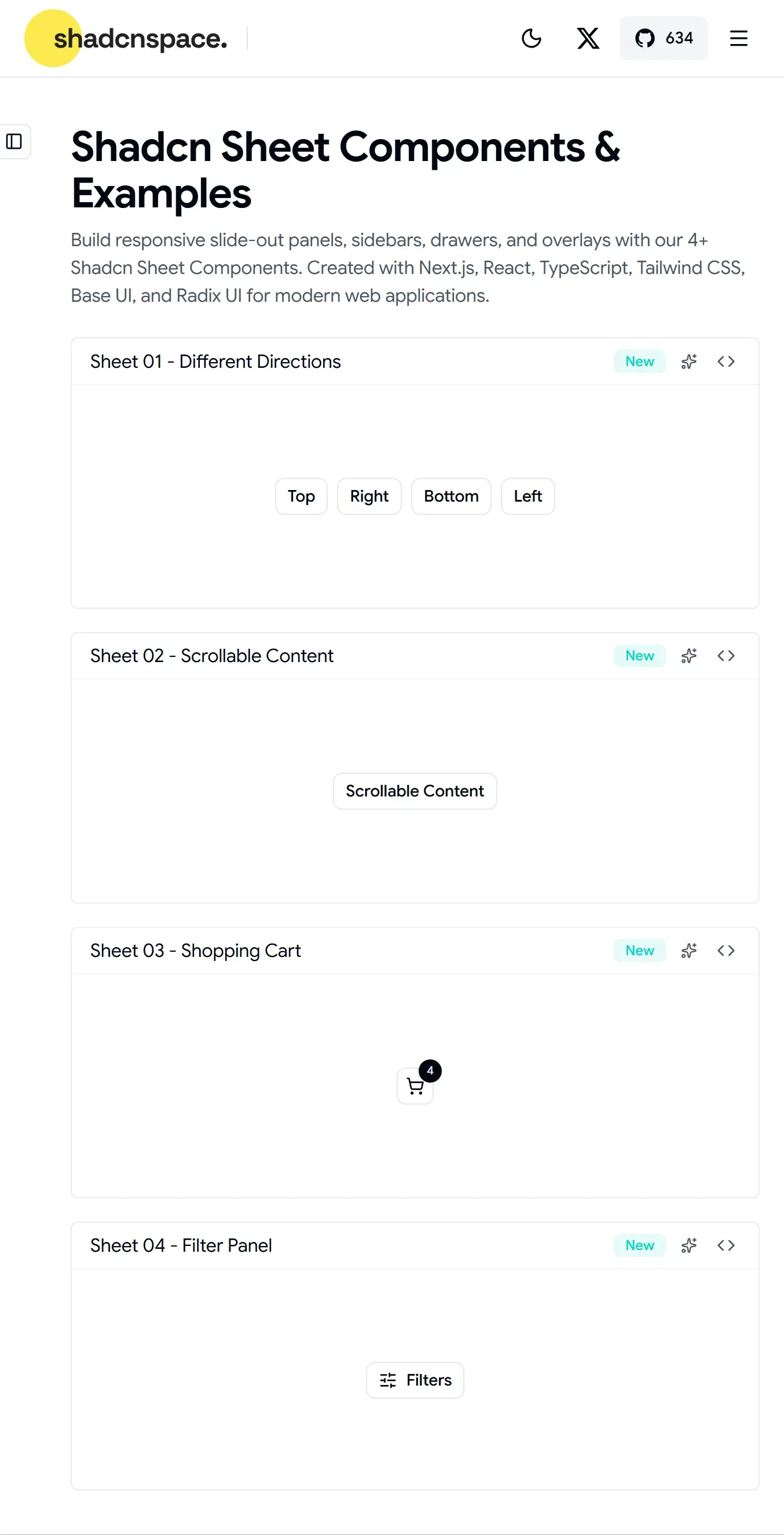 4+ Modern Shadcn Sheet Components Built with React & Next.js - Other design