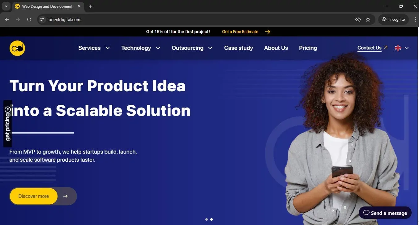 Web Design and Development Company - ONEXT DIGITAL - Landing design
