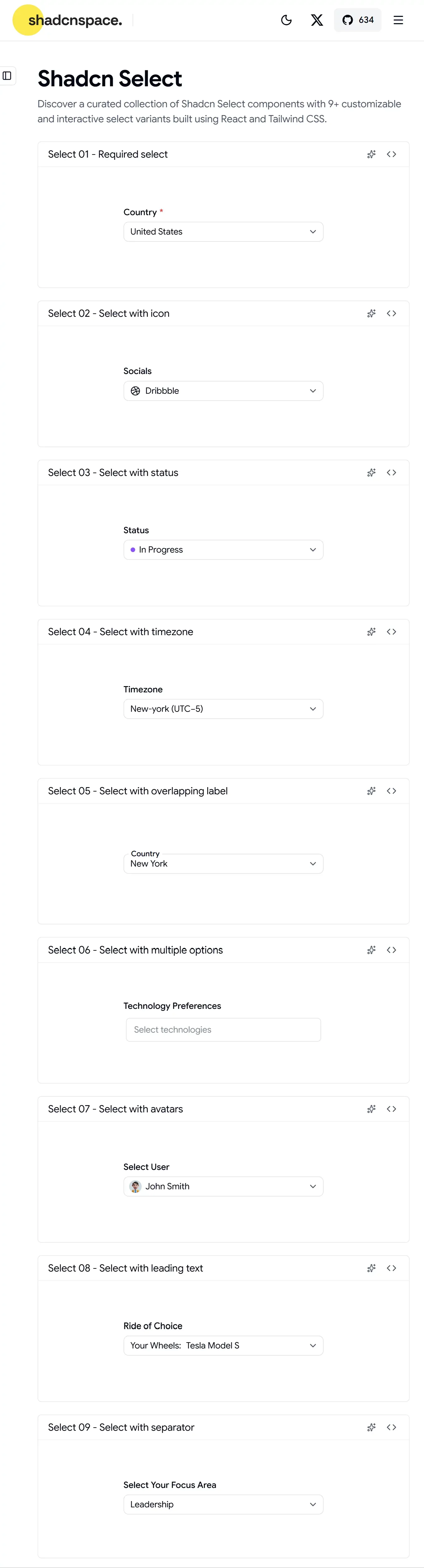 9+ Shadcn Select Components - UI Components and Variants - Other design