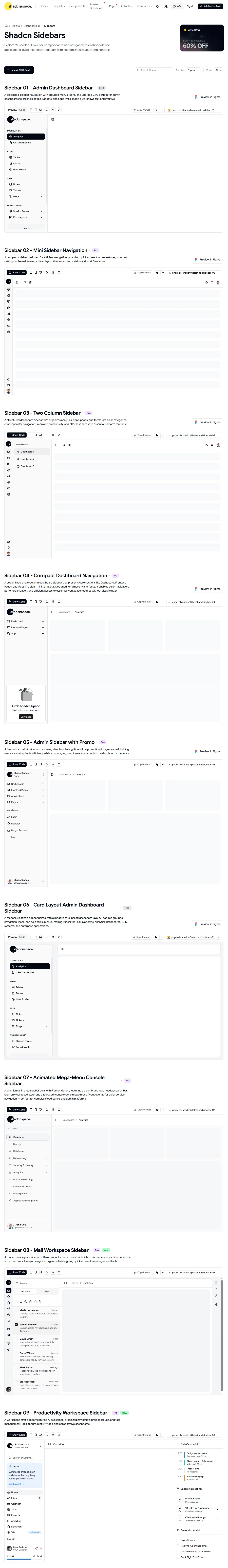 9+ Shadcn Dashboard Sidebar - Other design