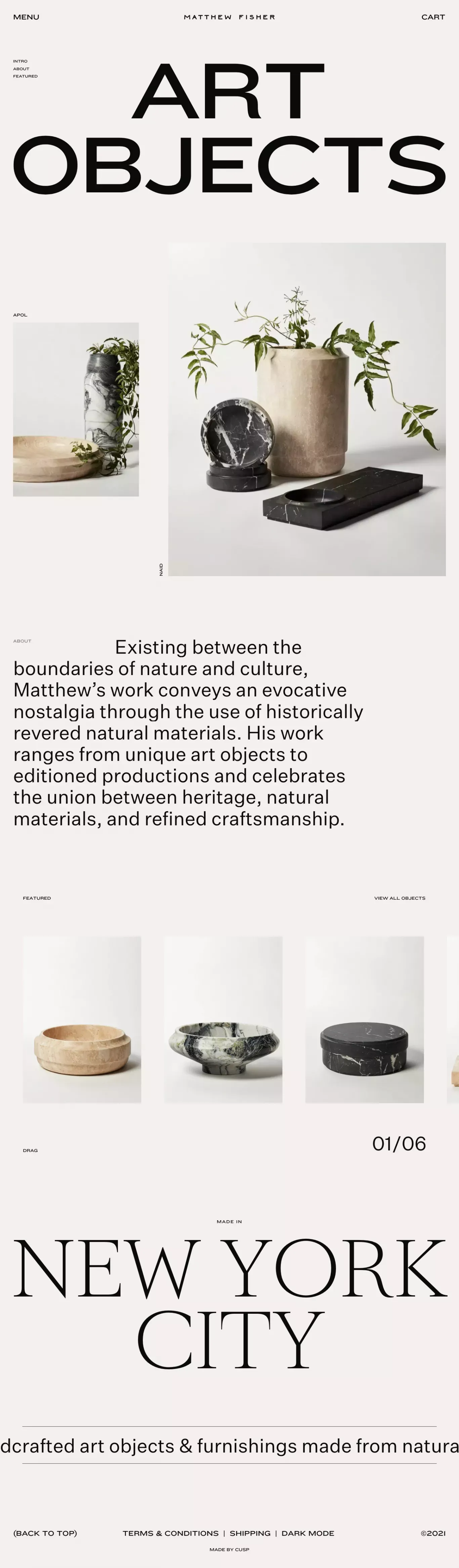 Matthew Fisher / Art Objects ©2021 - Portfolio design