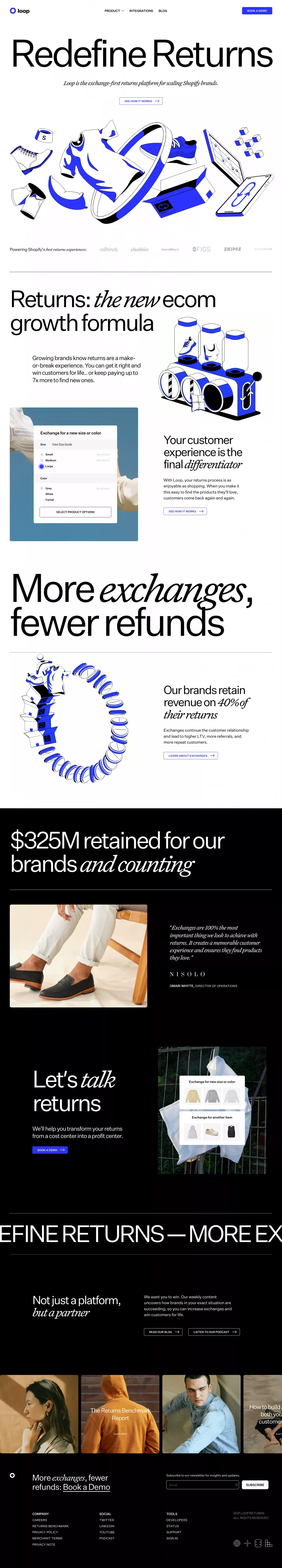 Loop Returns - Landing design