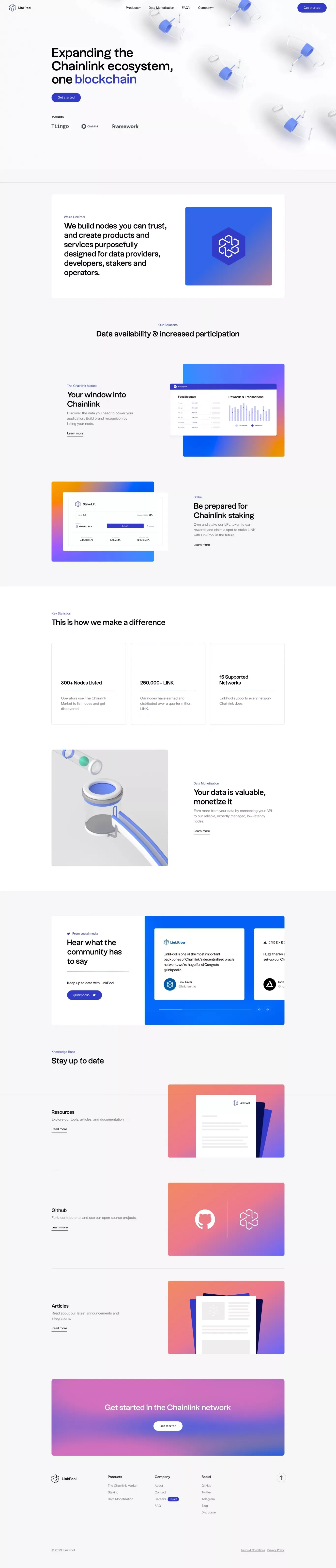 LinkPool - Chainlink node services you can trust. - Landing design