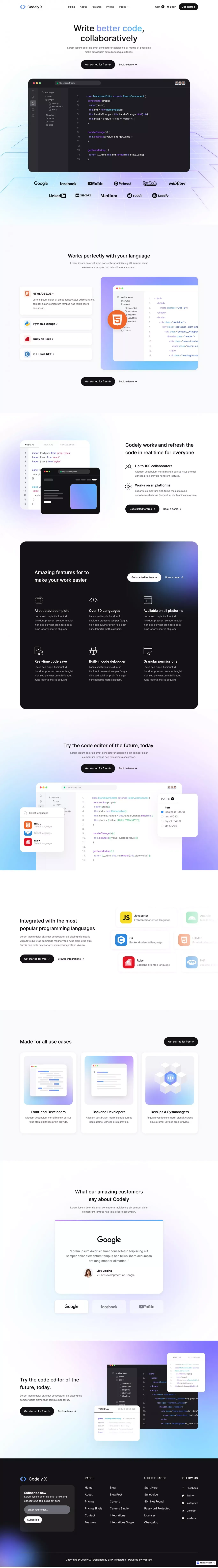 Codely X - Webflow Website Template - Template design