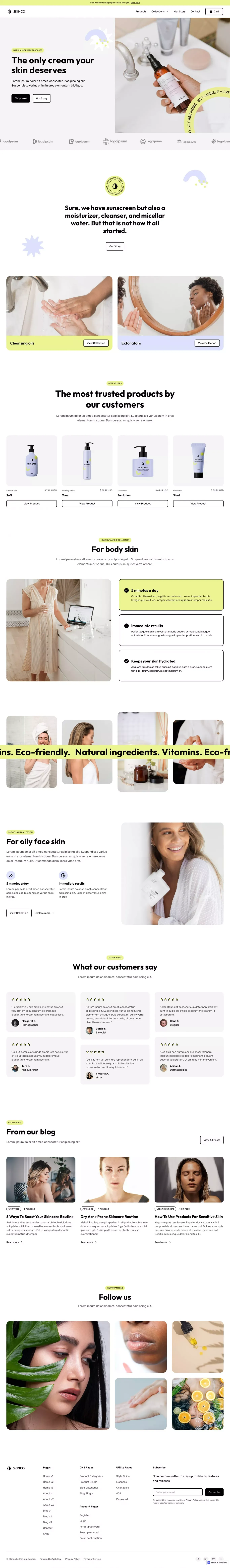 Skinco - Webflow Website Template - Template design