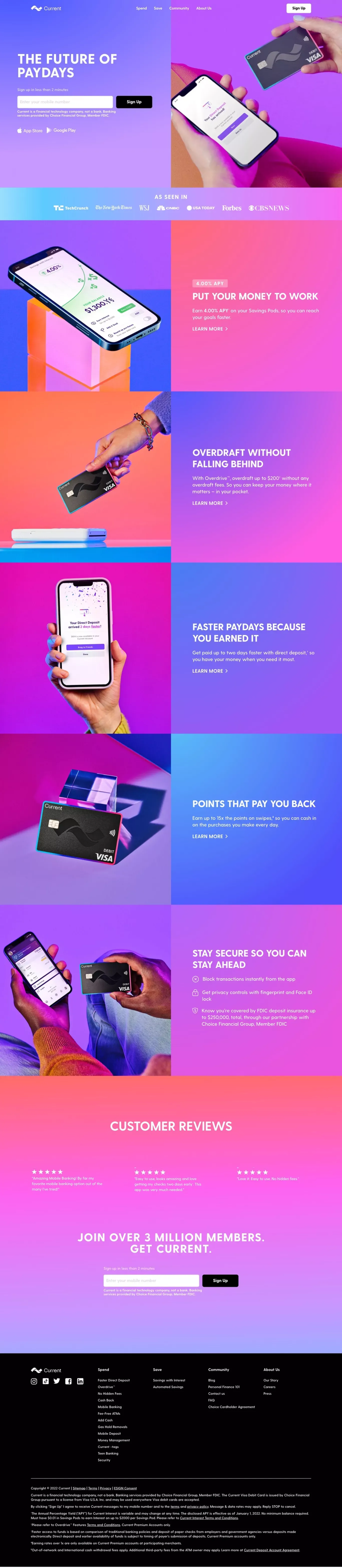 Current - Future of Banking - Landing design