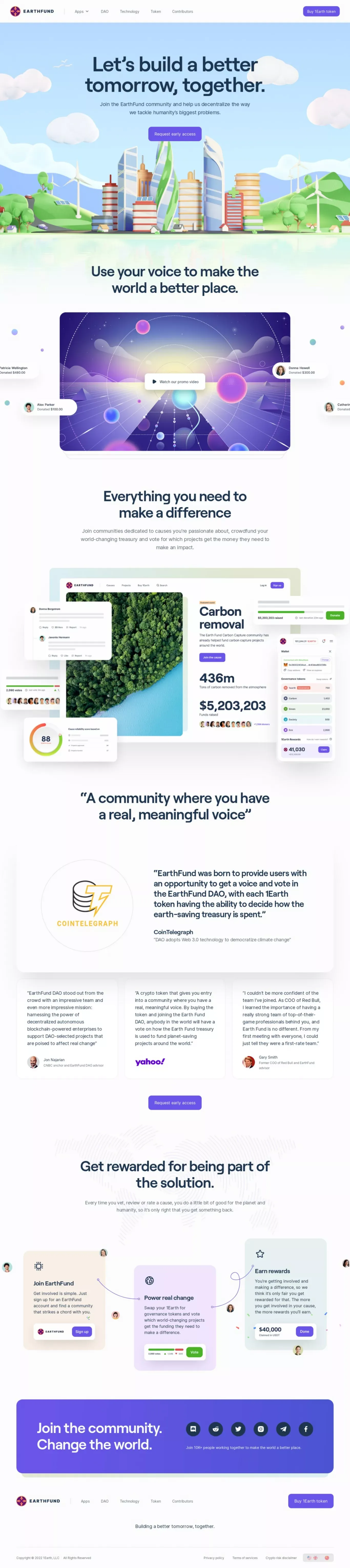 🌍 EarthFund | Join a DAO. Change the world. | 1Earth - Landing design
