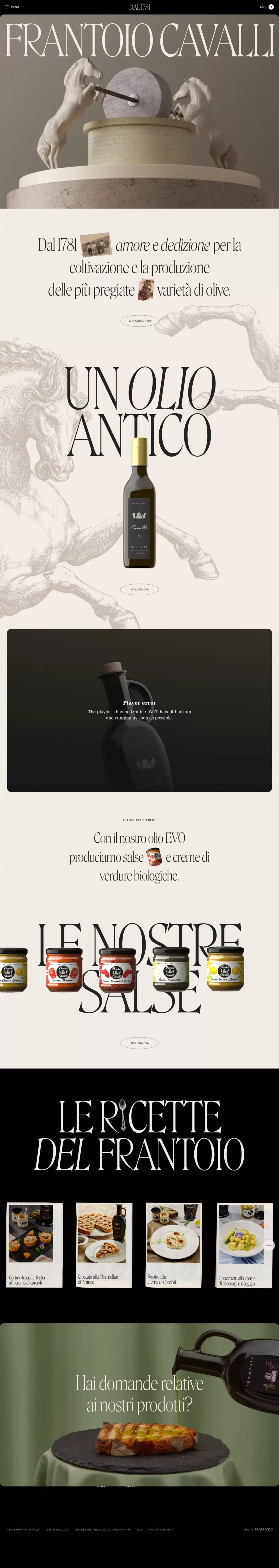 Frantoio Cavalli | Produzione e vendita Olio EVO Italiano - Ecommerce design