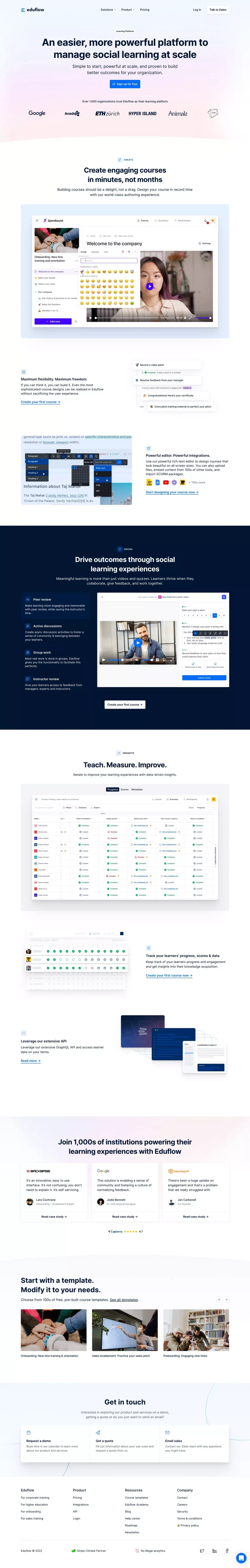 Eduflow · An easier, more powerful LMS - Landing design