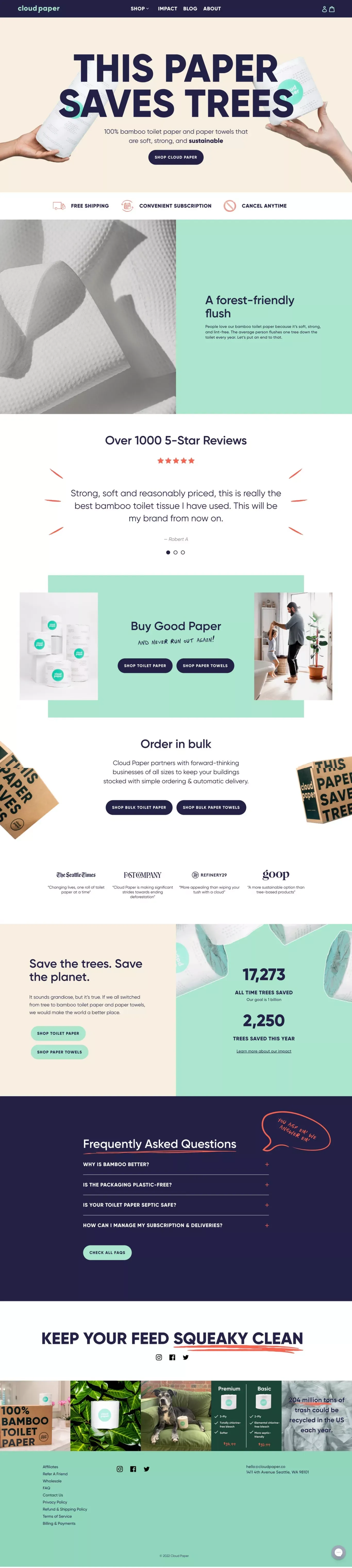 Cloud Paper | Bamboo Toilet Paper - Ecommerce design