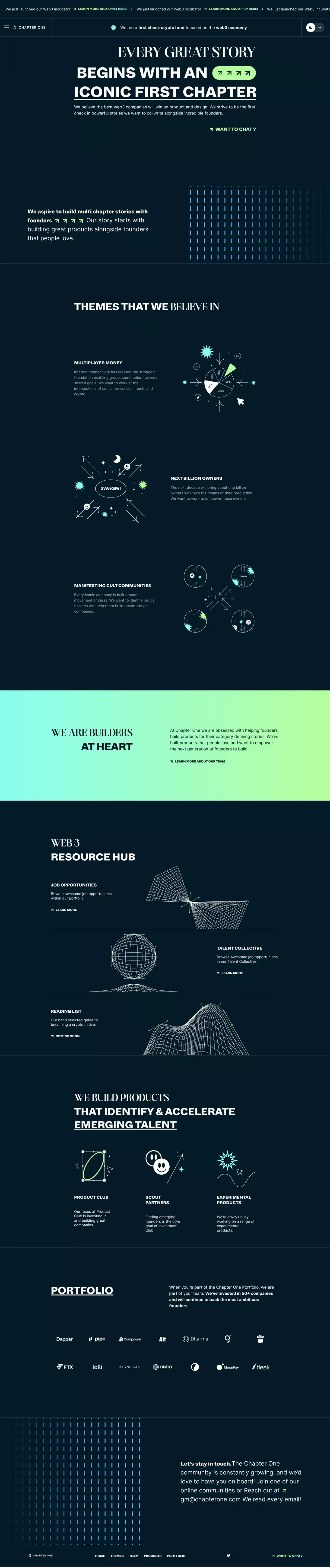 https://chapterone.com/en/ - Landing design