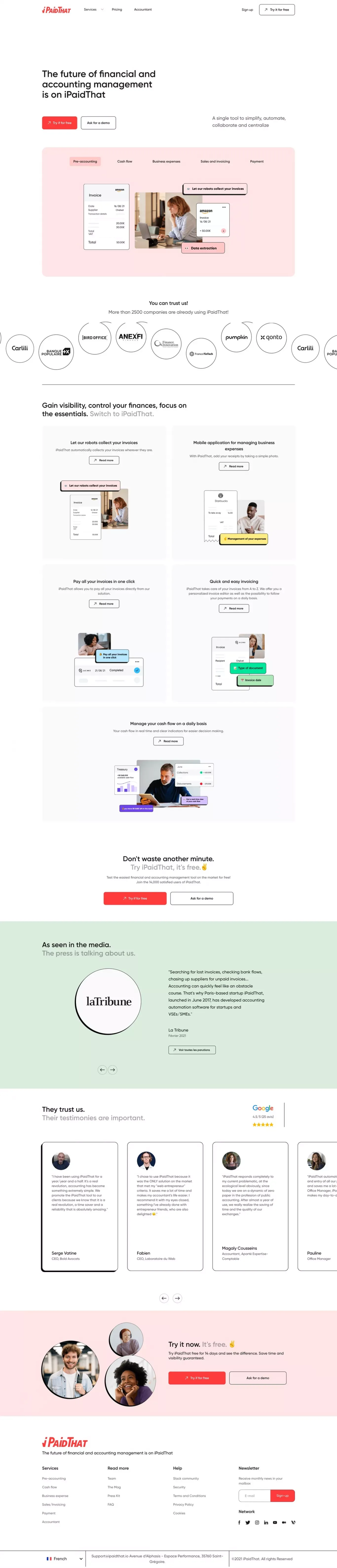 iPaidThat : The future of financial and accounting management - Landing design
