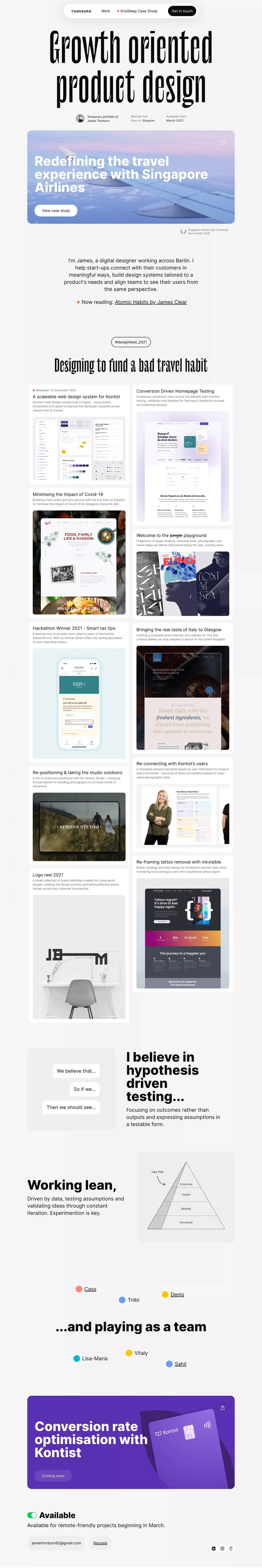 James Thorburn - Product designer / Berlin / Glasgow / Remote - Portfolio design