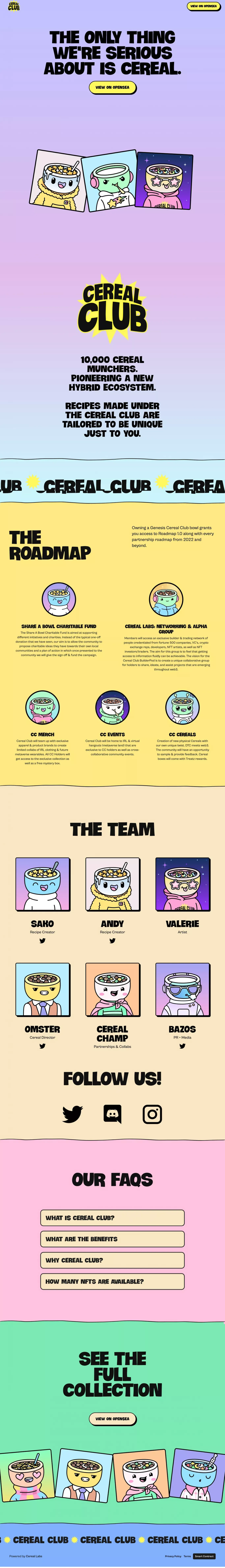 Cereal Club — 10,000 Cereal Munchers - Landing design