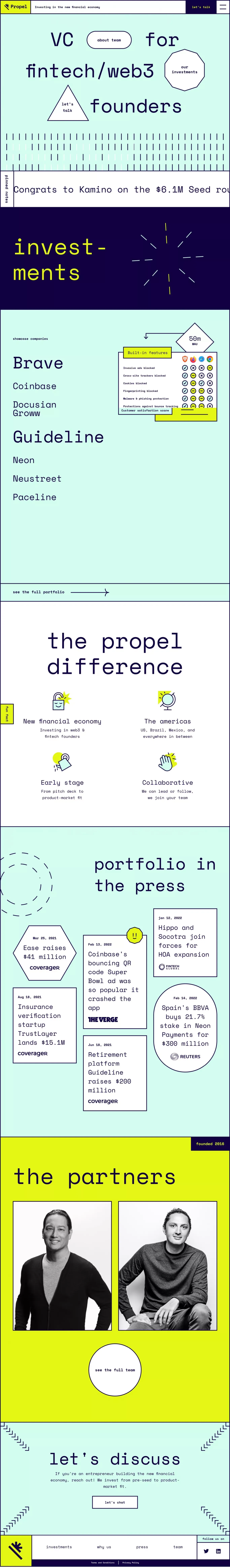Propel.vc - Portfolio design