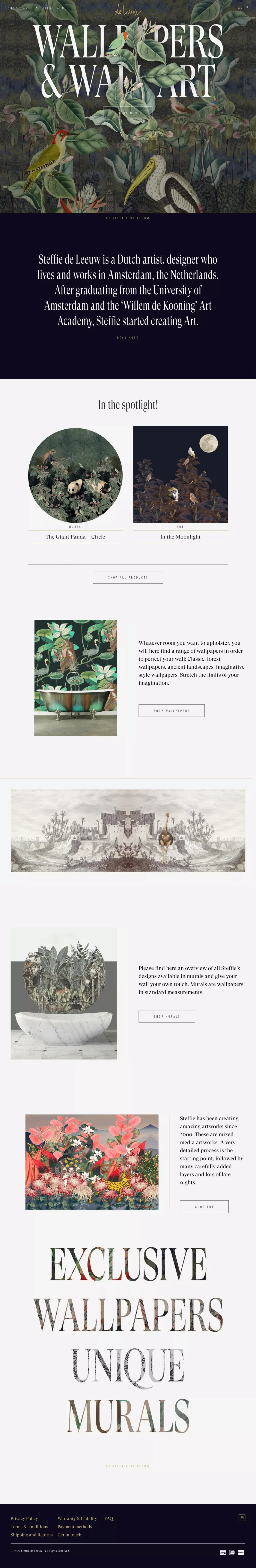 Steffie de Leeuw – Wallpapers, murals & art - Ecommerce design