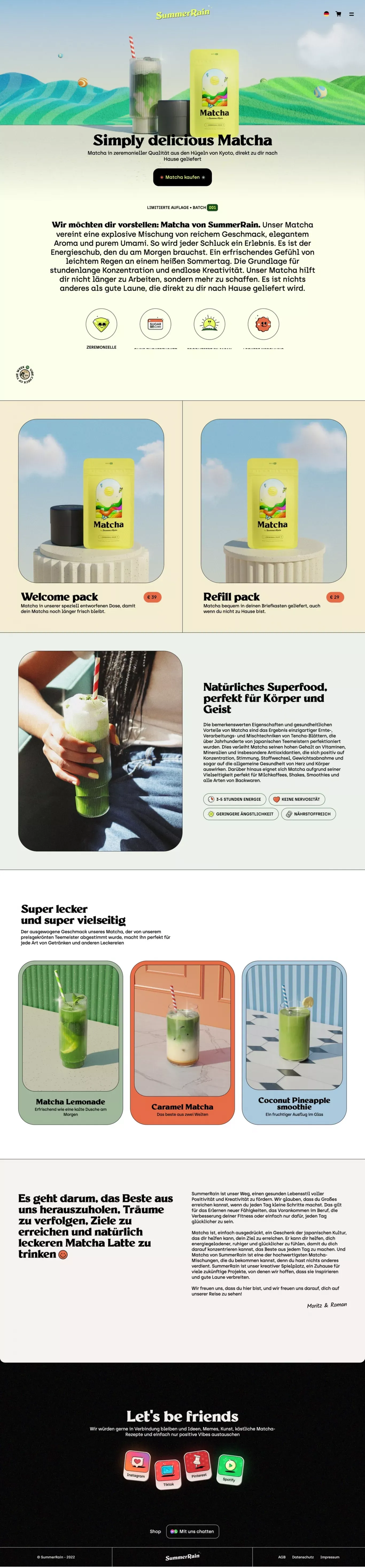 SummerRain - Simply delicious Matcha from Kyoto - Ecommerce design