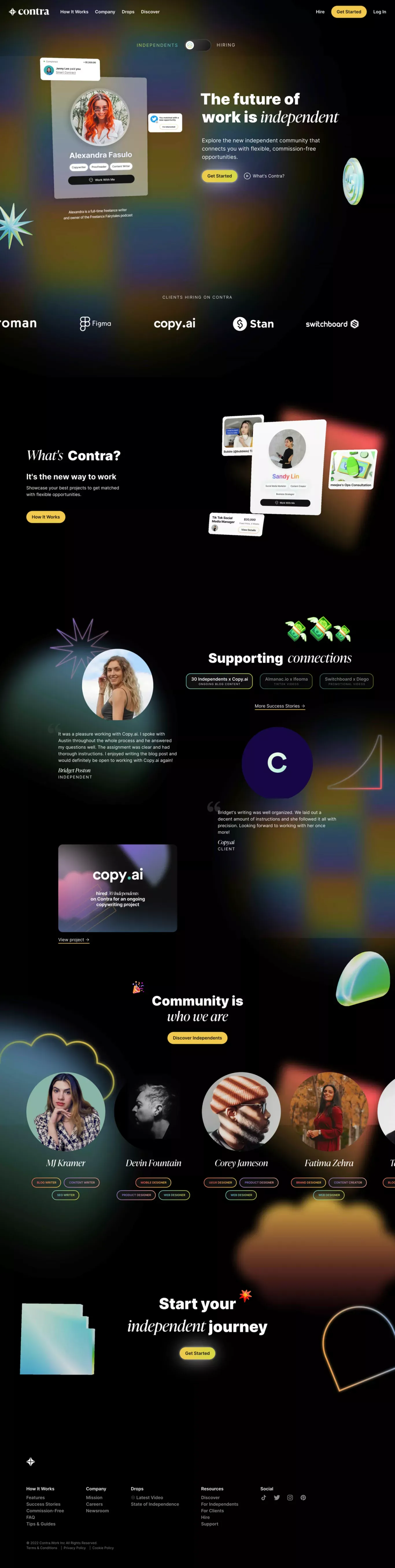 Contra - Work the Way You Want - Landing design