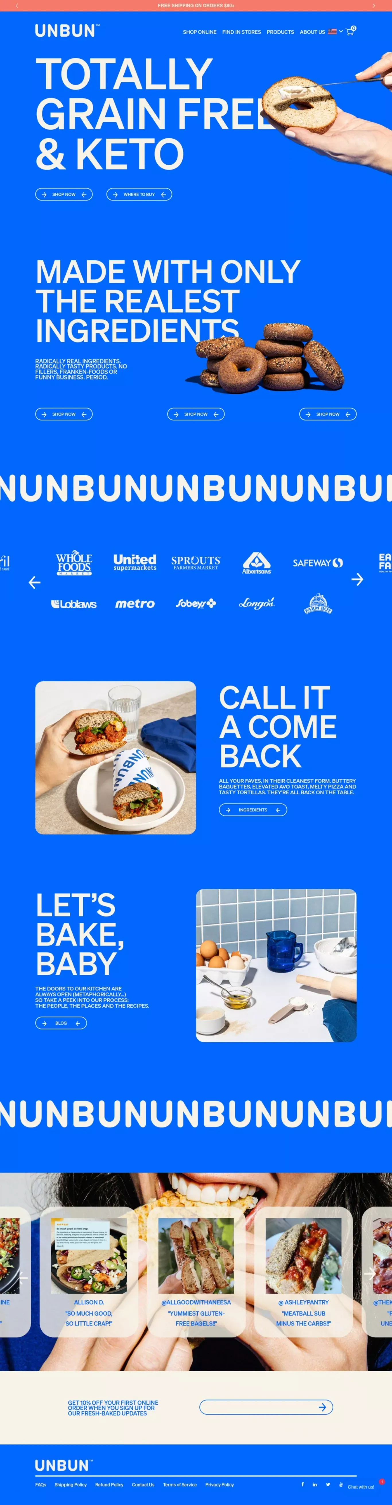 Unbun Foods - Ecommerce design