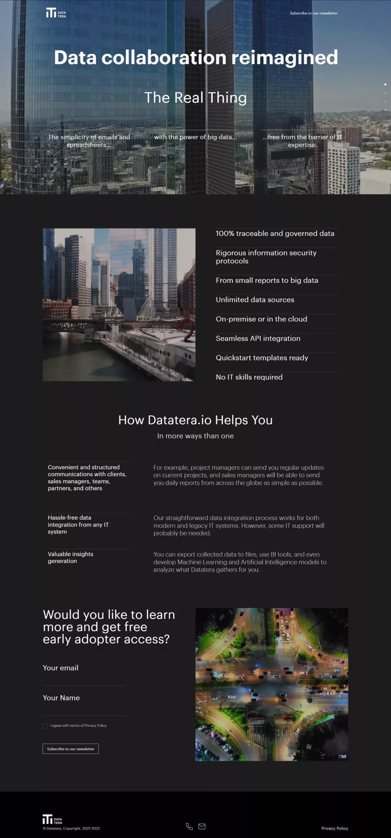 Datatera - Landing design