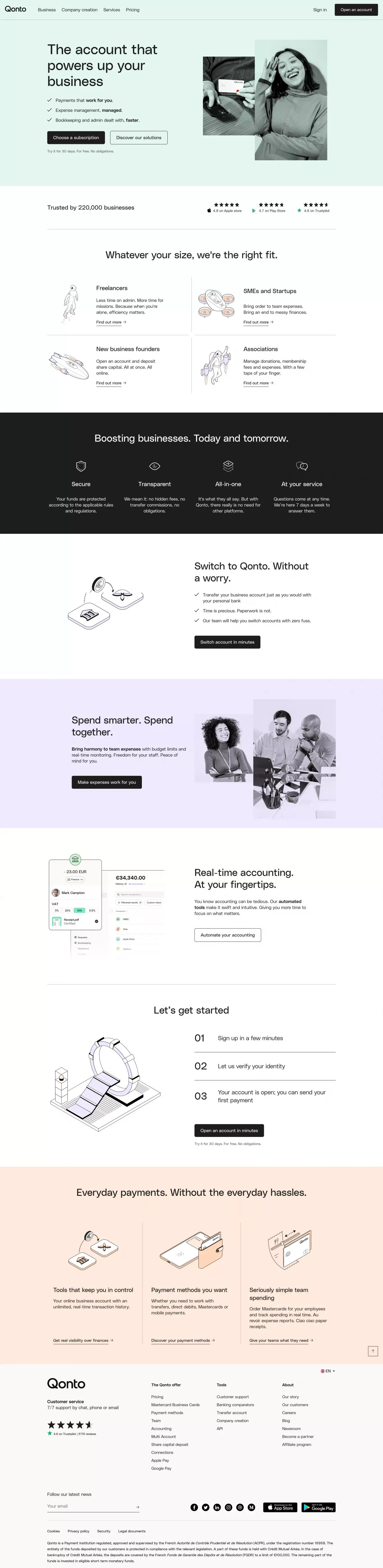 Qonto • The online business account for SMEs and freelancers - Landing design