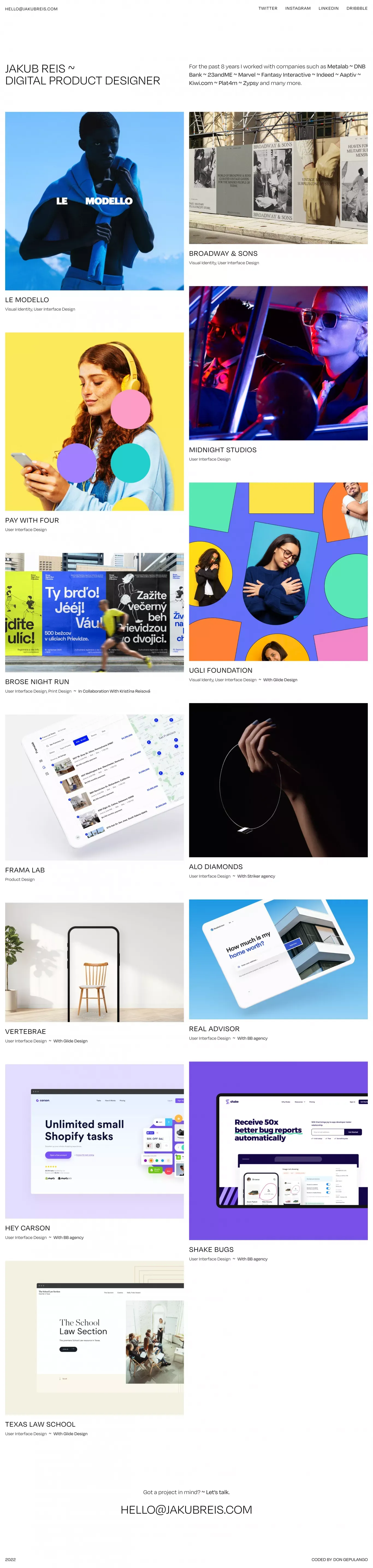 Jakub Reis — Digital Product Designer - Portfolio design