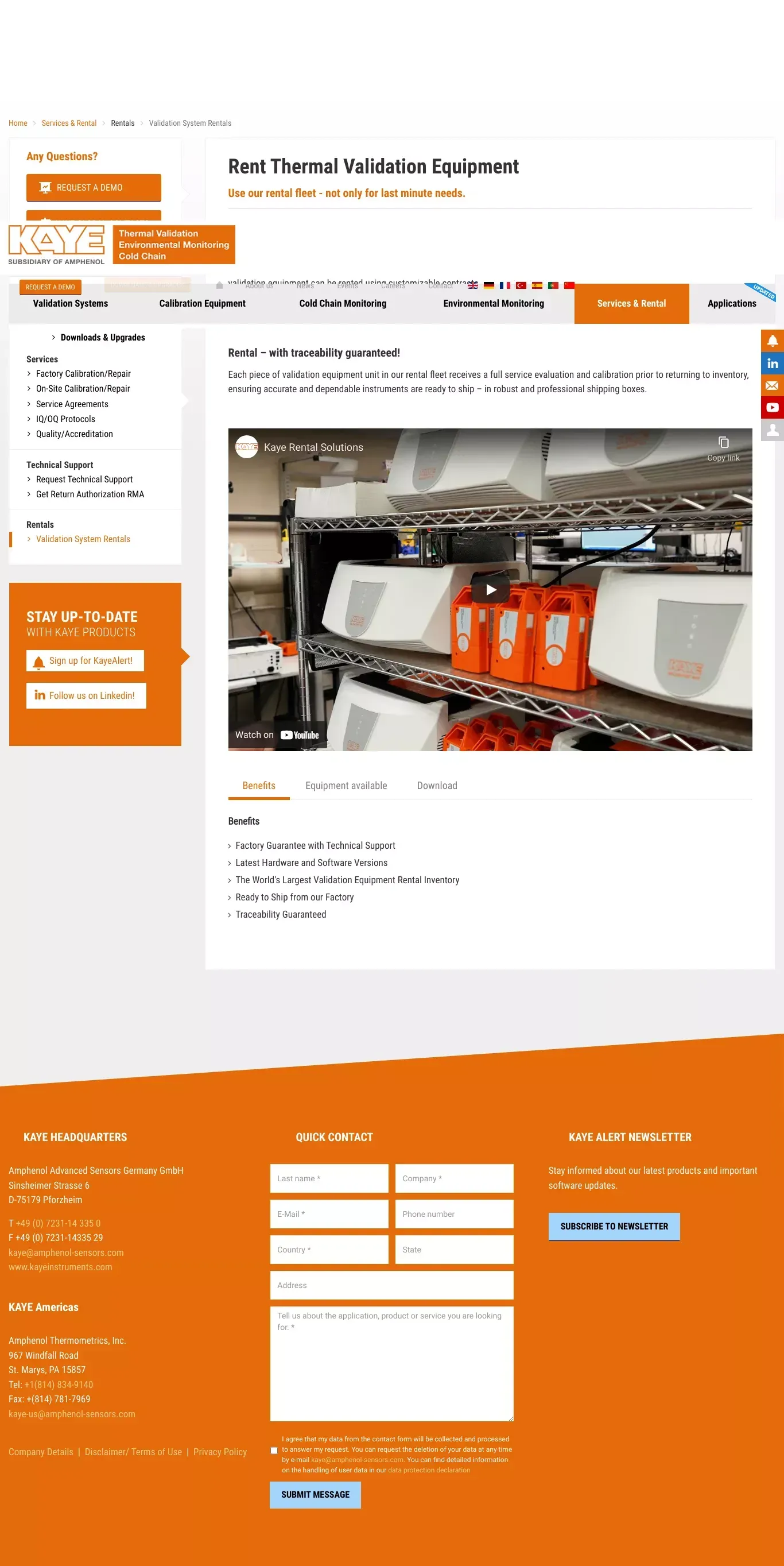 Rent Thermal Validation Equipment - website design