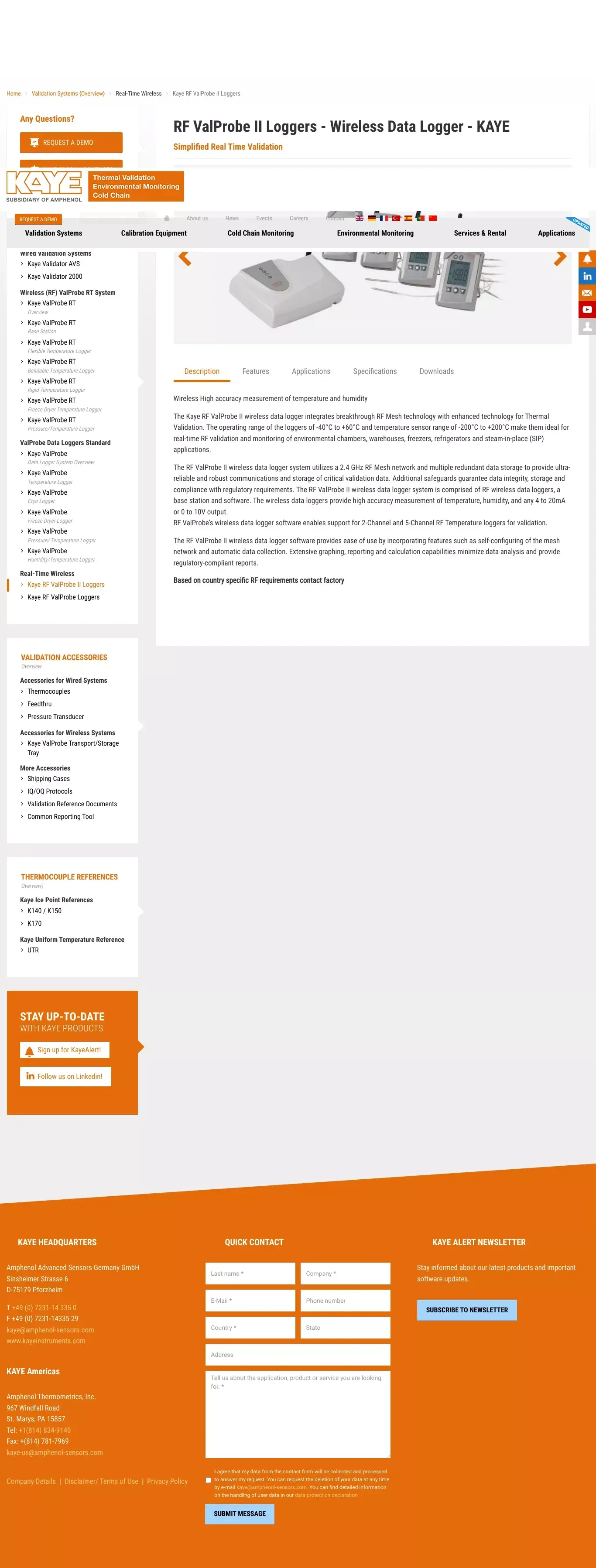 RF ValProbe II Loggers - Wireless Data Logger - KAYE - website design