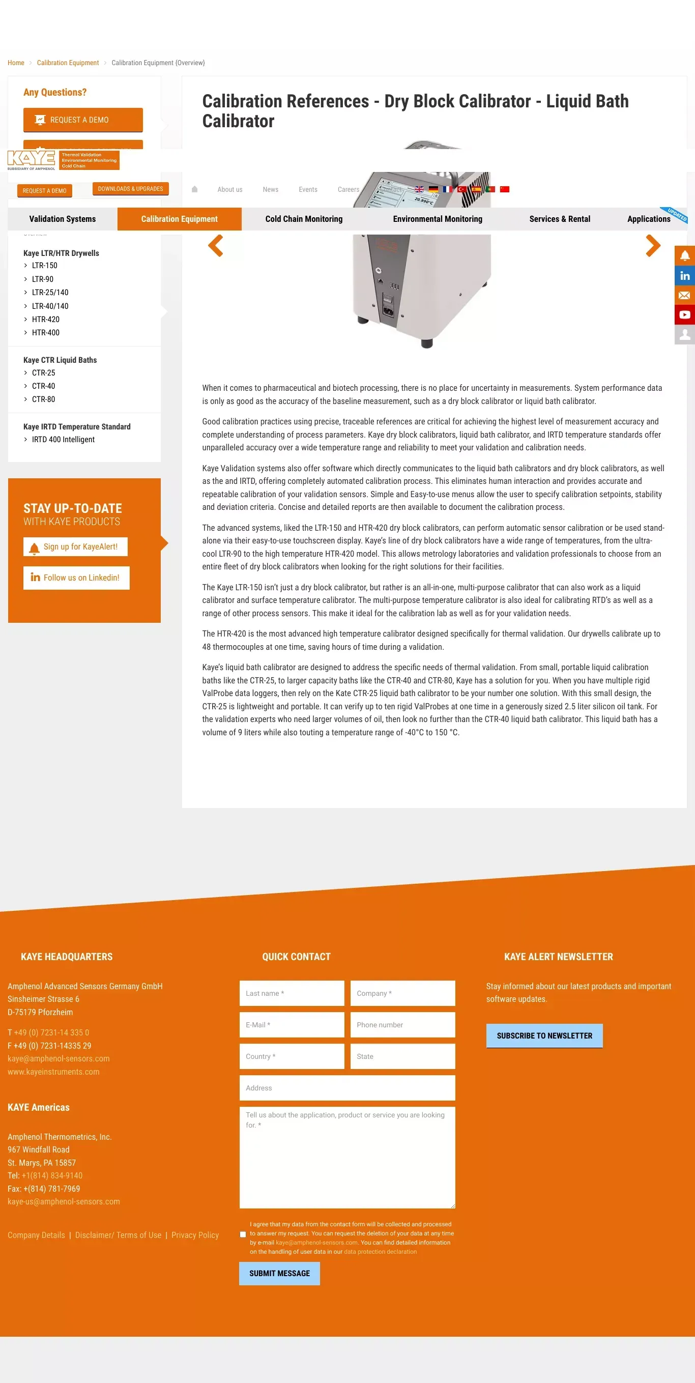 Dry Block Calibrator - Liquid Bath Calibrator - Calibration References - website design