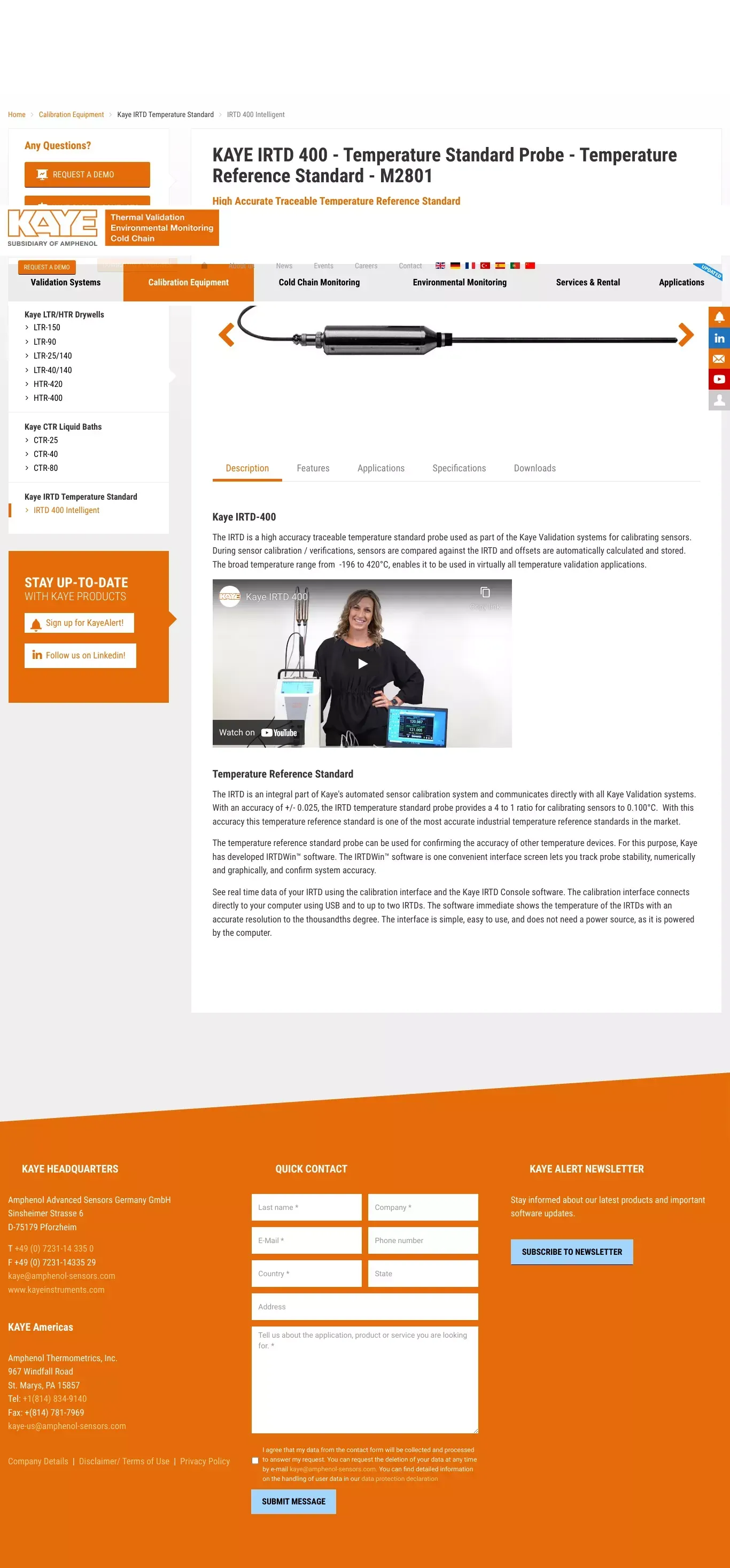 KAYE IRTD 400 - Temperature Standard Probe - Temperature Reference Standard - M2801 - website design