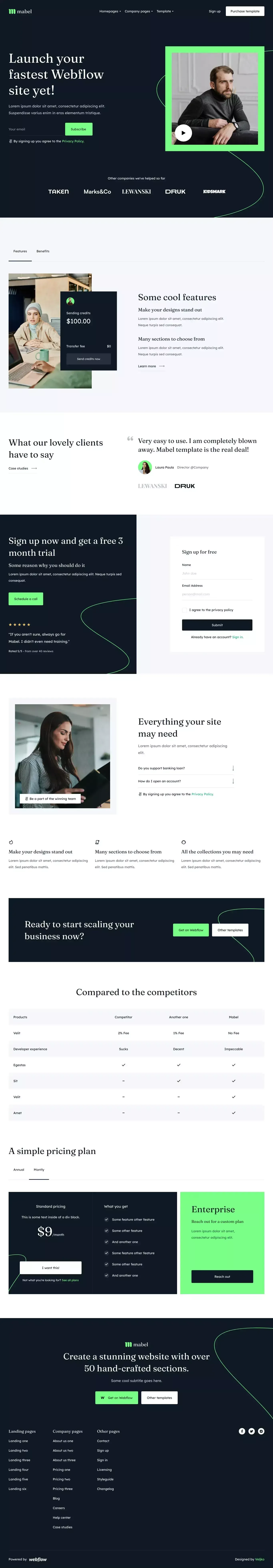 Mabel - Webflow Website Template - Template design