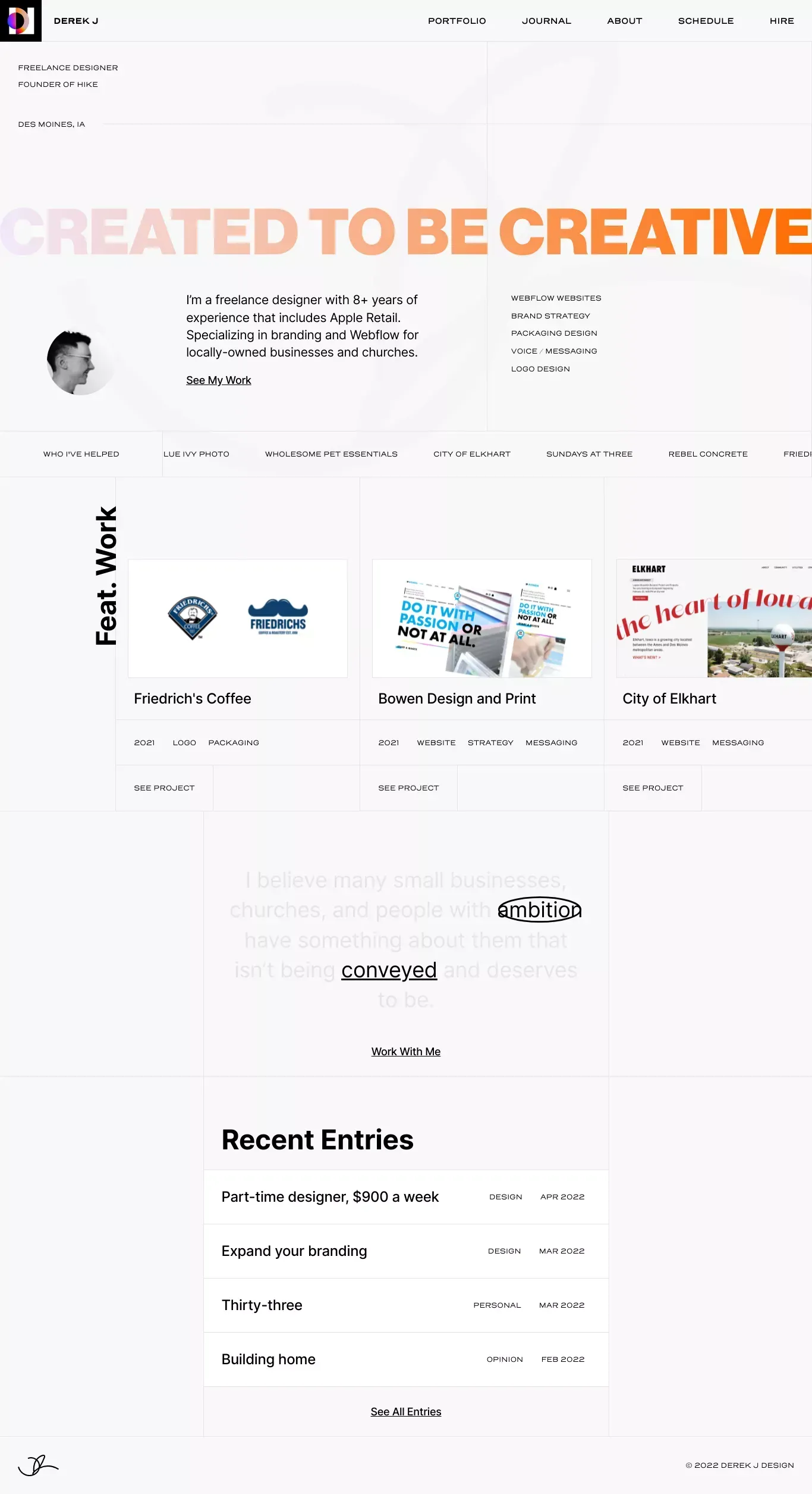 Derek Jensen - Freelance Designer, Founder of Hike - Portfolio design