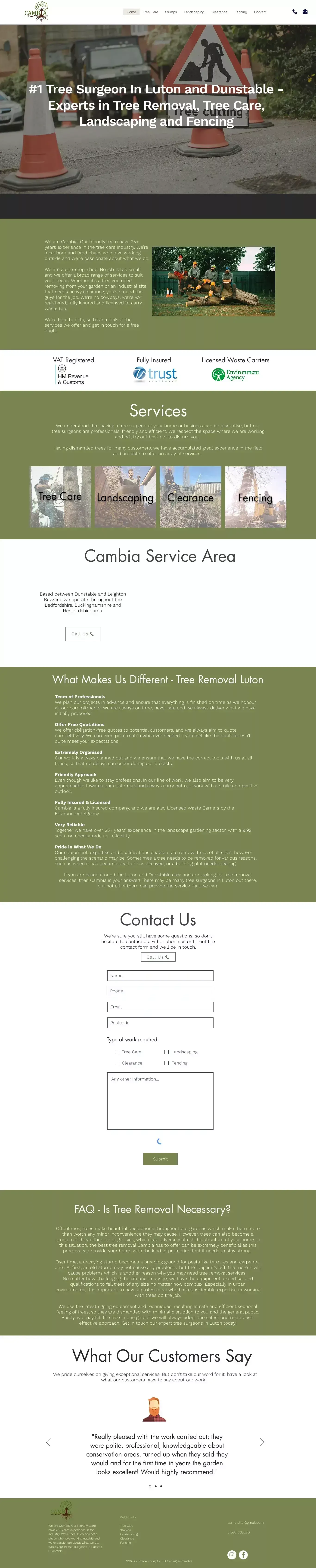 Tree Removal Luton - Tree Surgeon Luton - Tree Surgeon Dunstable - Cambia - website design