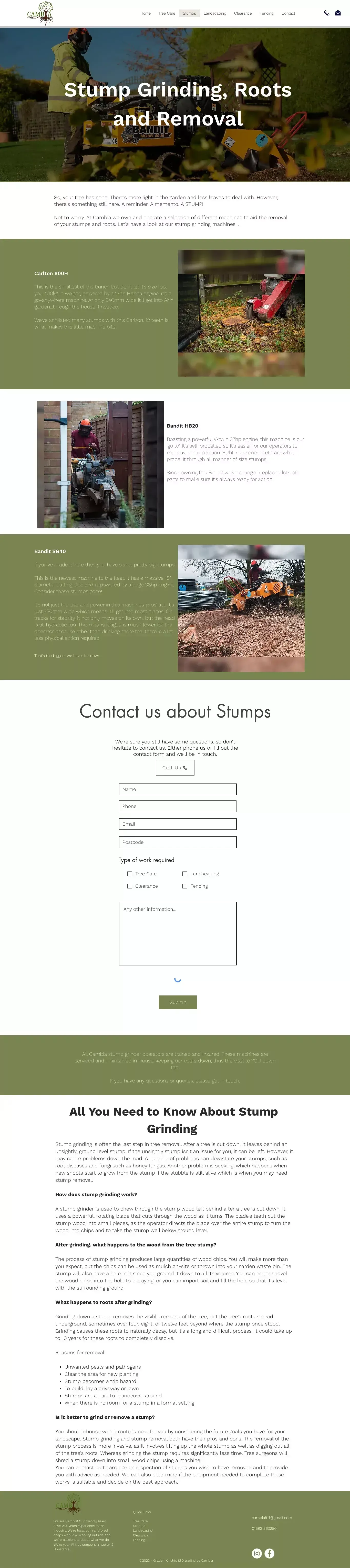 Stump Grinding Luton - Stump Removal Luton - Cambia - website design