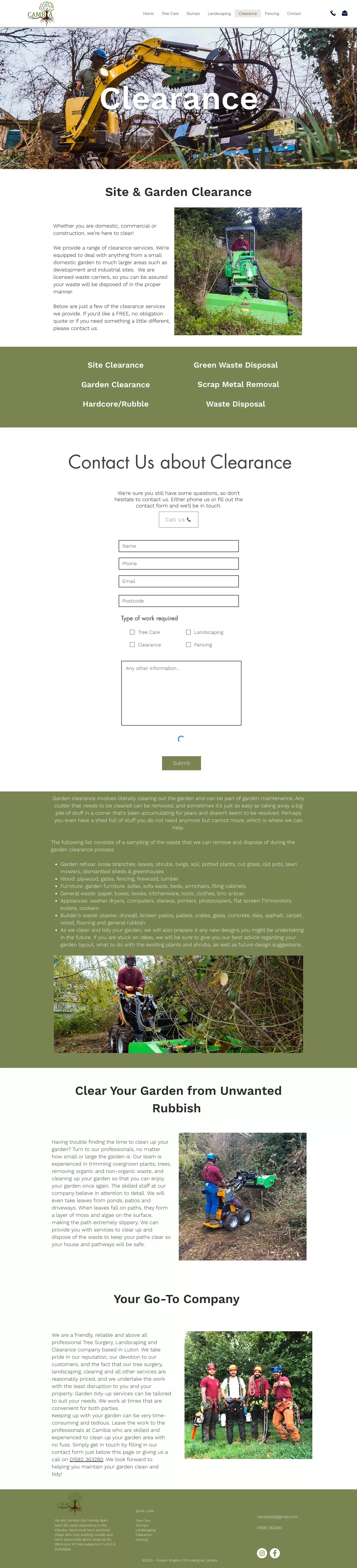 Garden Clearance Luton - Site Clearence - Dunstable - Cambia - website design