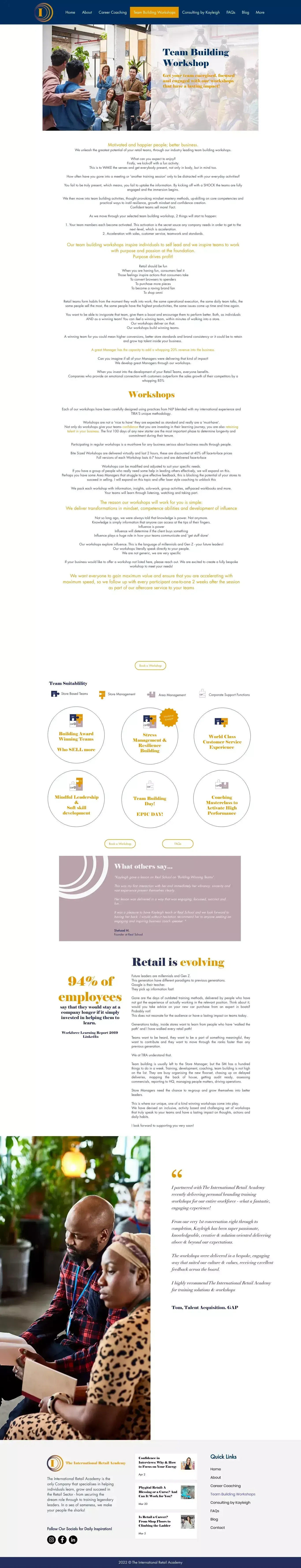 Team Building Workshops - Retail Training Workshops - website design