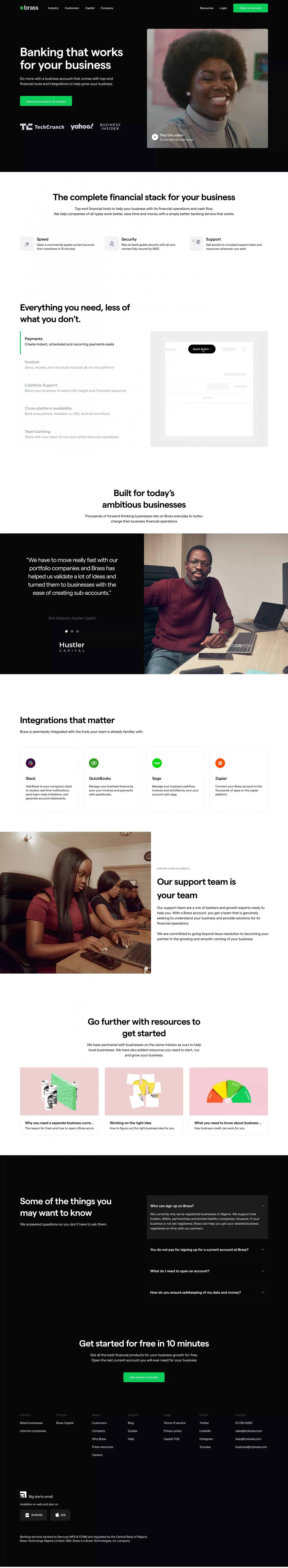 Brass Business Banking — Built for ambitious businesses. - Landing design