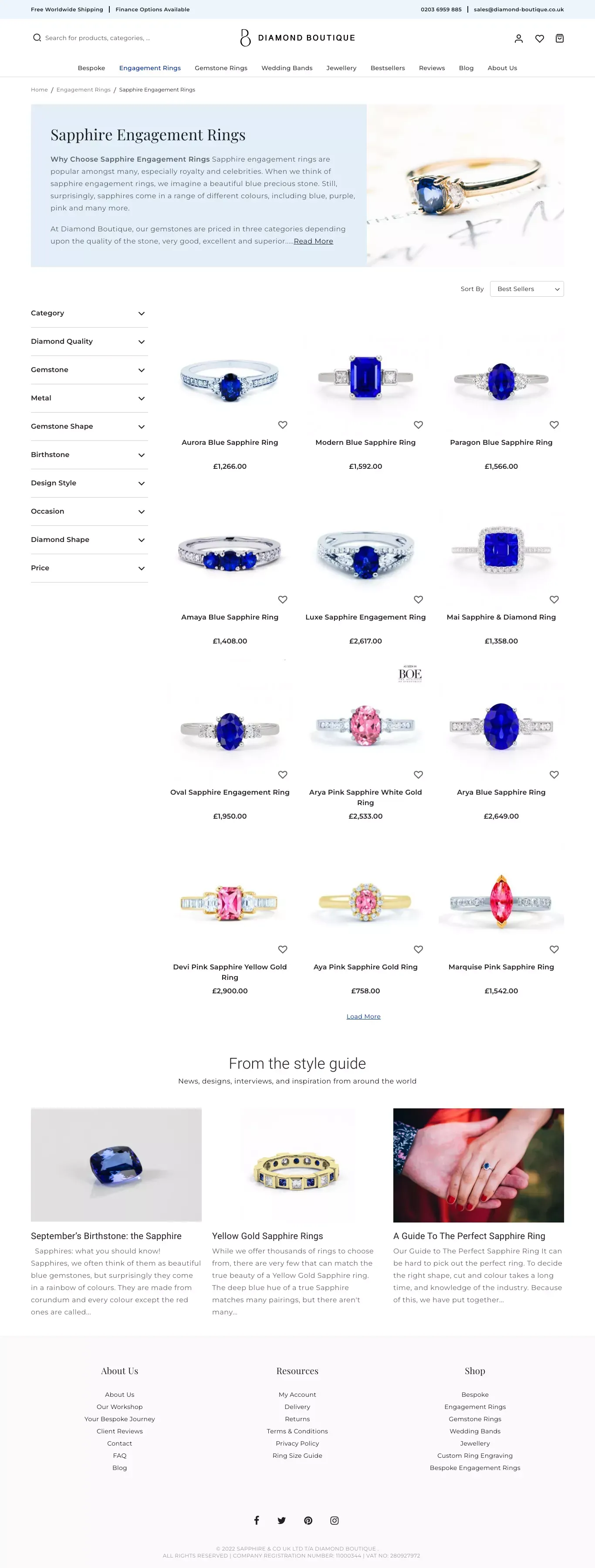 Sapphire Engagement Rings UK | Sapphire and Diamond Ring - Diamond Boutique ® - website design