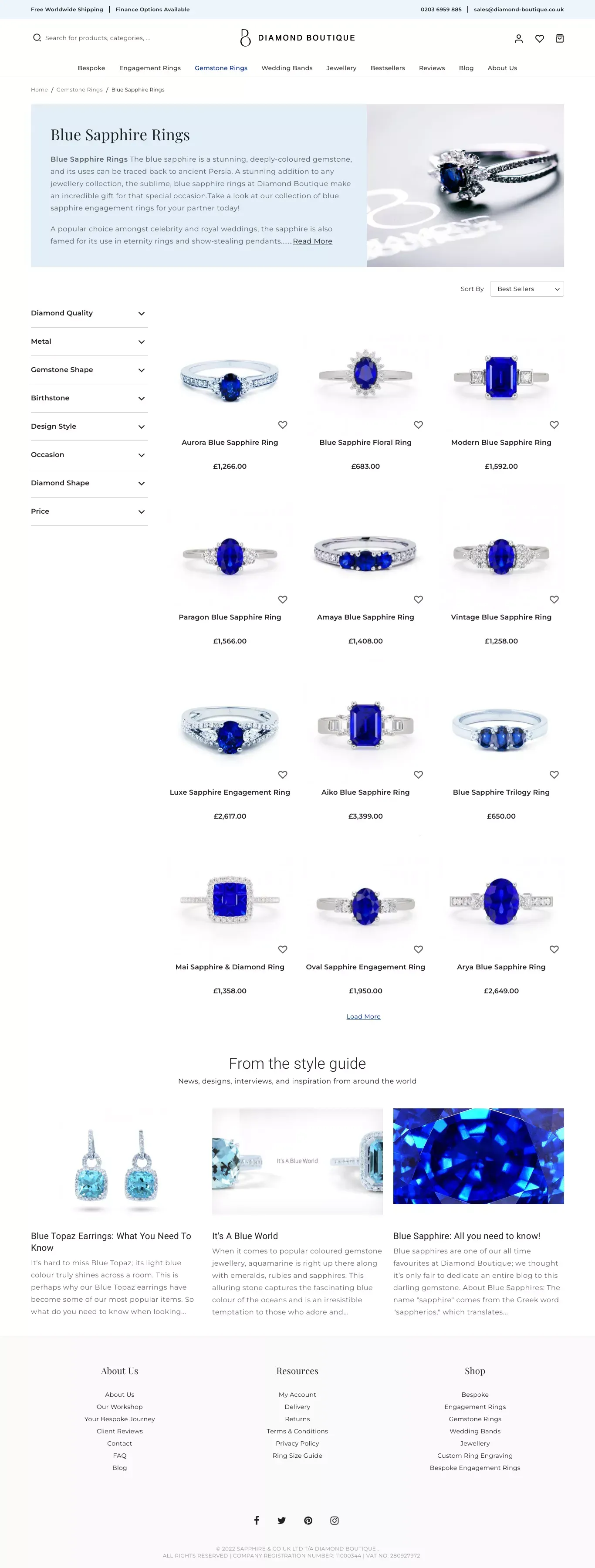 Blue Sapphire Ring | Blue Sapphire Engagement Rings - Diamond Boutique ® - website design