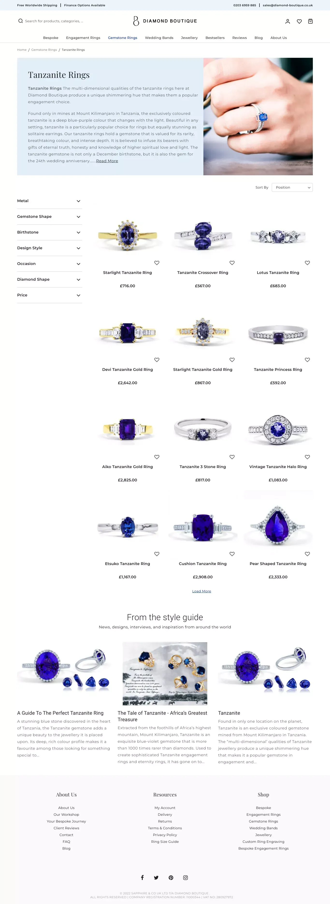Tanzanite Rings - Diamond Boutique ® - website design