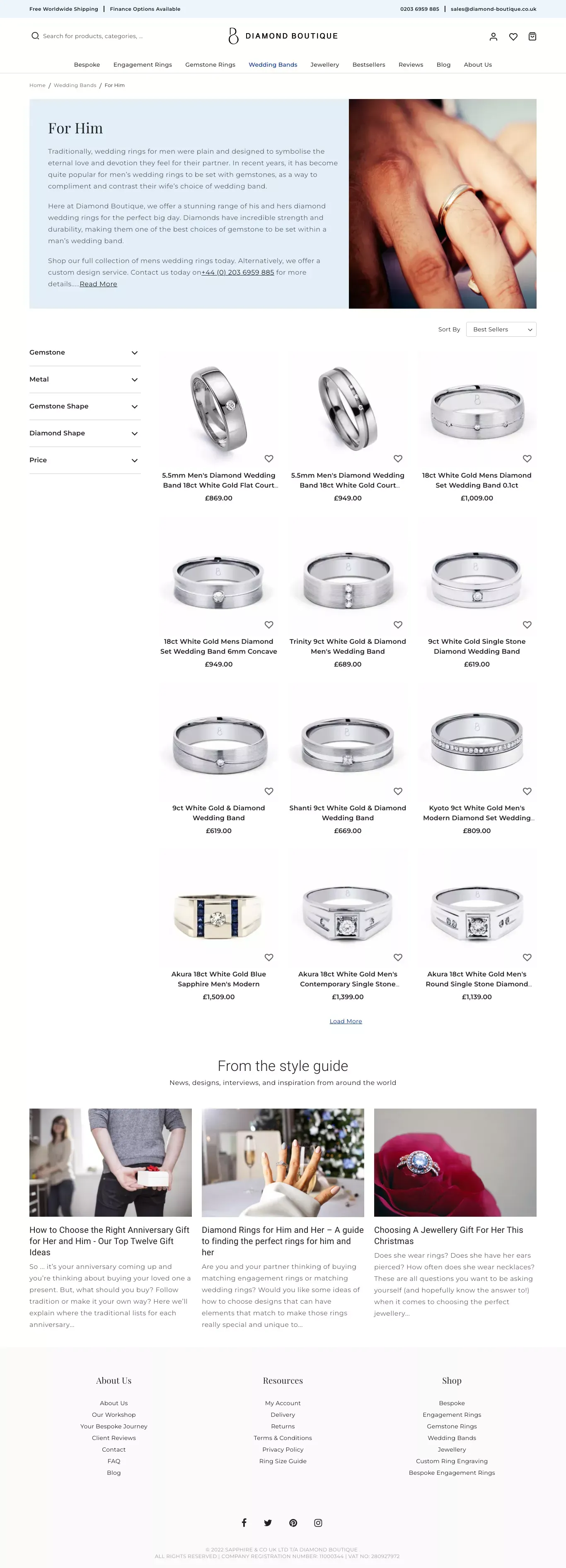 Wedding Bands For Men | Mens Wedding Rings | Diamond Boutique ® - Diamond Boutique ® - website design