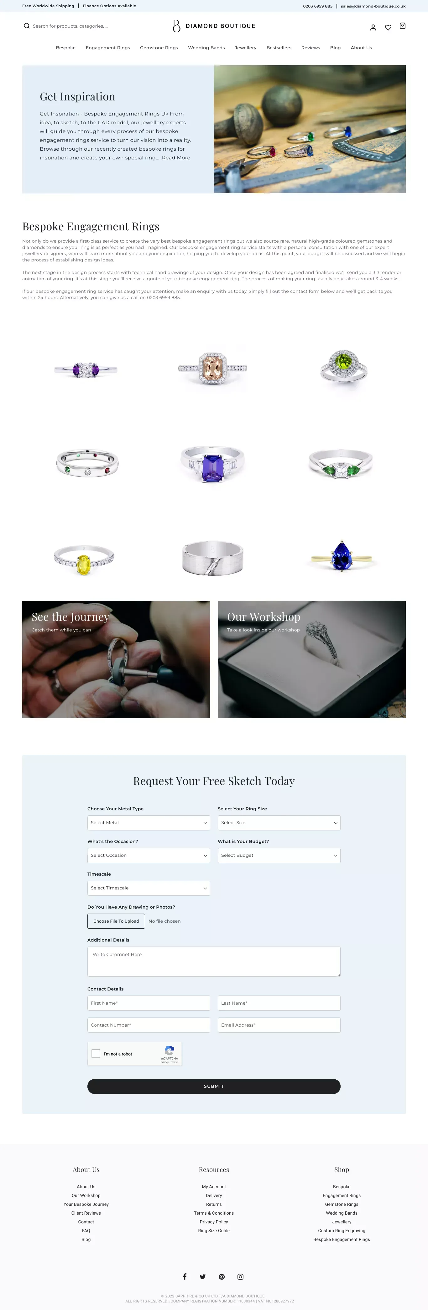 Bespoke Engagement Rings - Diamond Boutique ® - website design