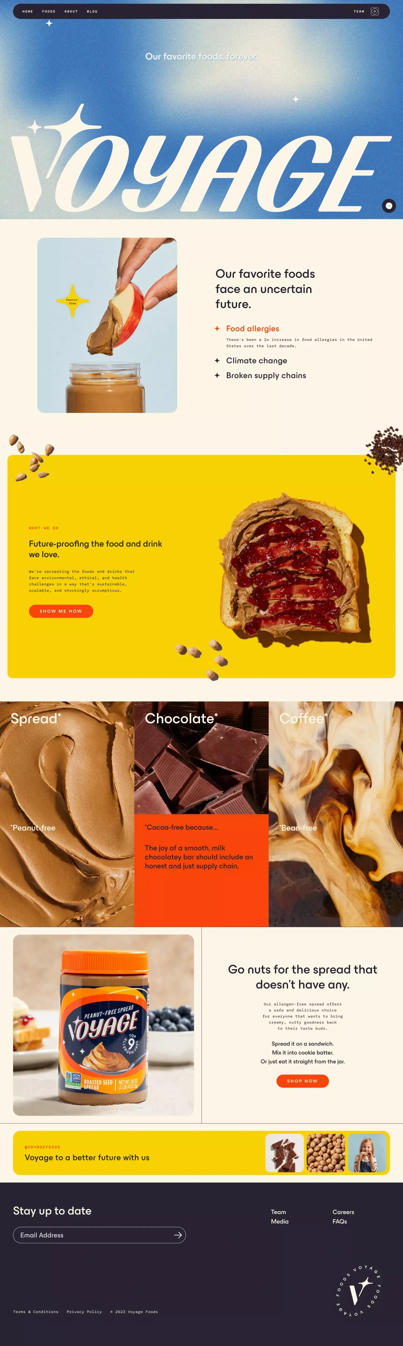 Voyage Foods | Future-proofing your favorite food and drink - Landing design
