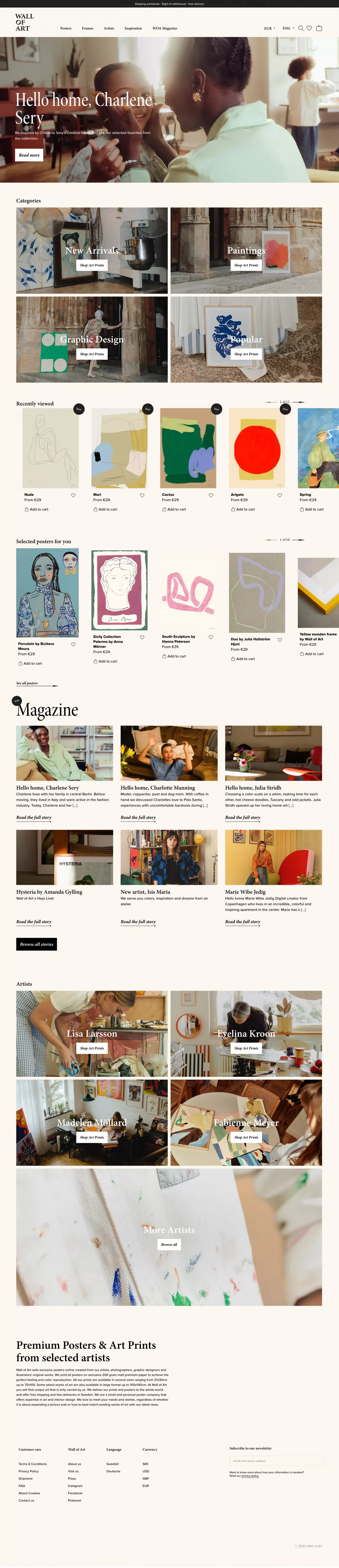 Wall of Art - Posters & Prints - Find affordable art online – wallofartglobal - Ecommerce design